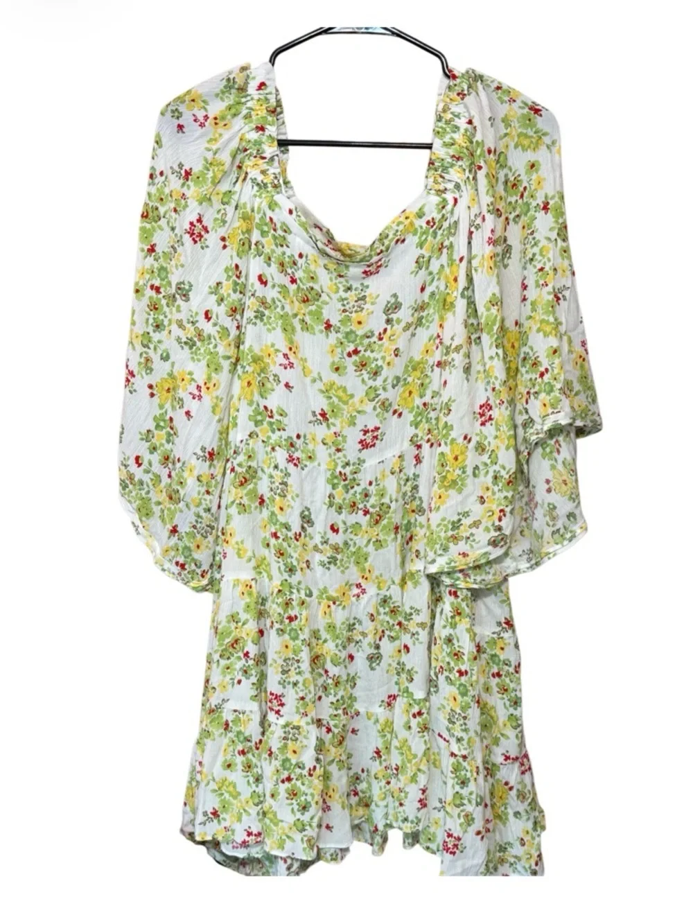 Cactus + Pearl Floral Tiered Dress XXL Boho Cottagecore Ruffle Mini - Picture 2 of 3
